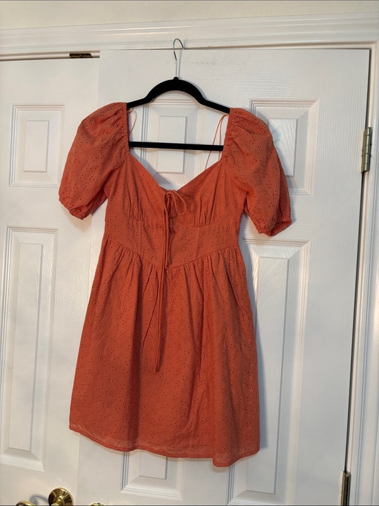 Altar'd State Dresses & Skirts - Altar'd State Orange Eyelet Puff Sleeve Mini Dress